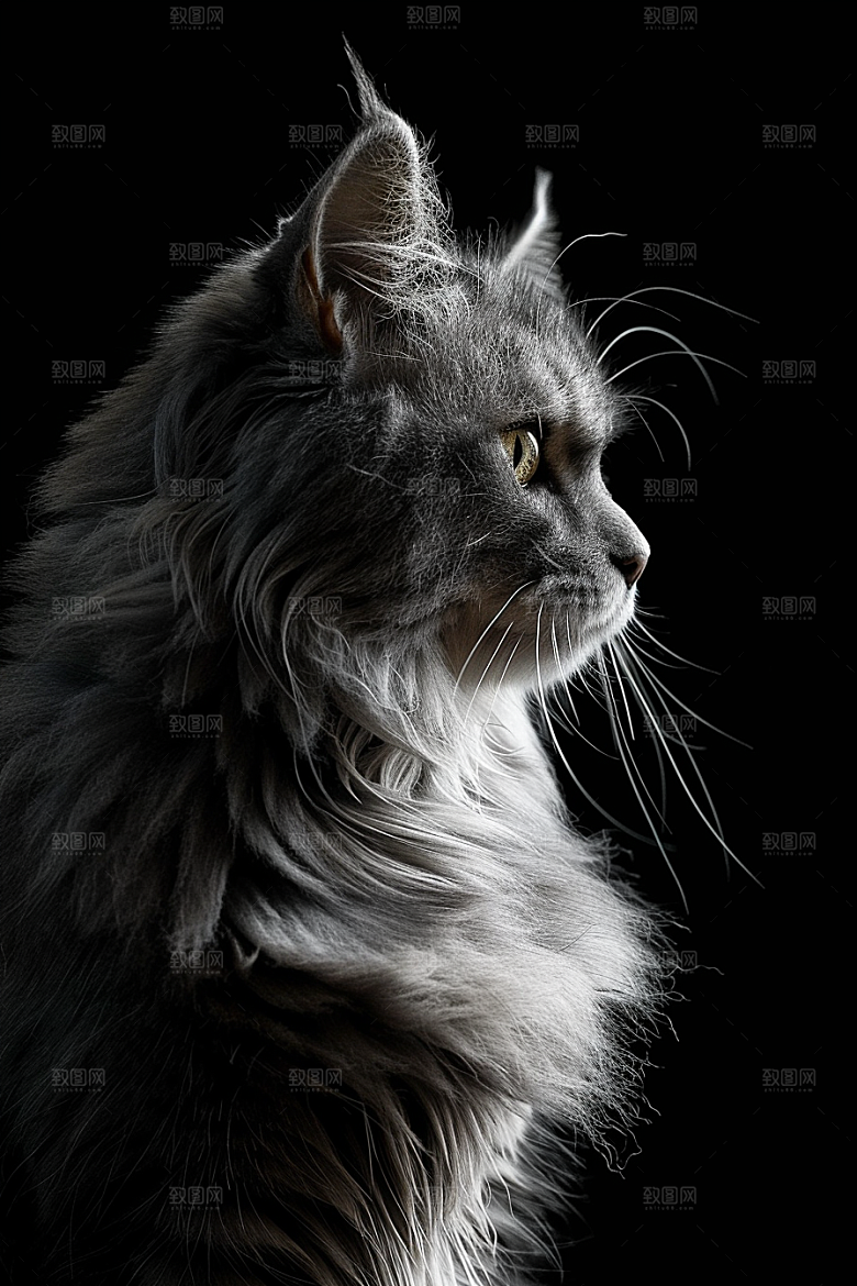 缅因猫小动物可爱摄影图