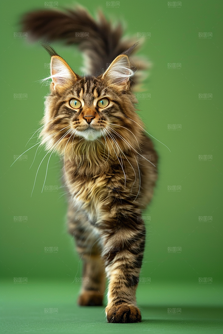 缅因猫品种猫陪伴摄影图