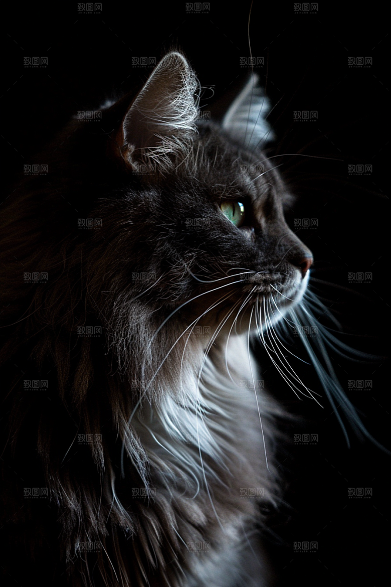 缅因猫小动物宠物猫摄影图