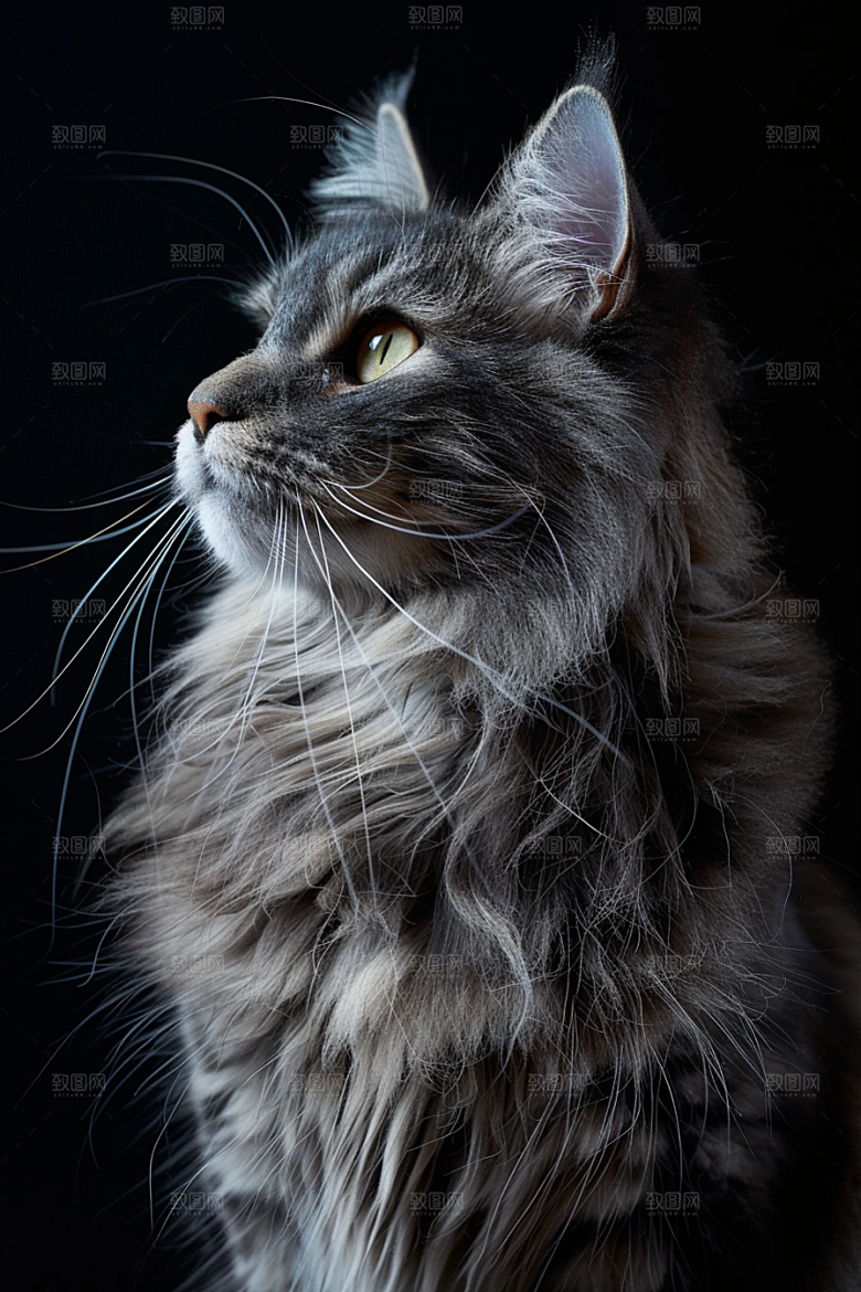 缅因猫陪伴品种猫摄影图