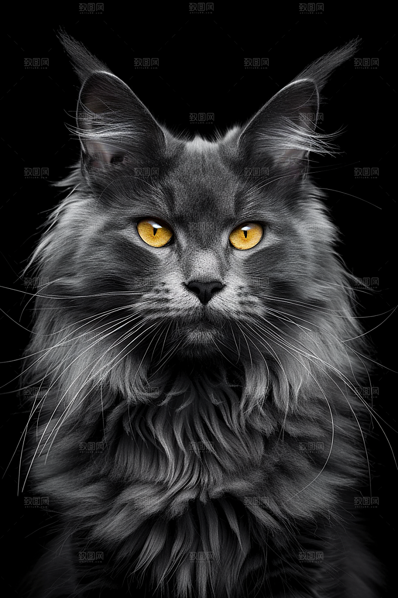 缅因猫养宠毛茸茸摄影图