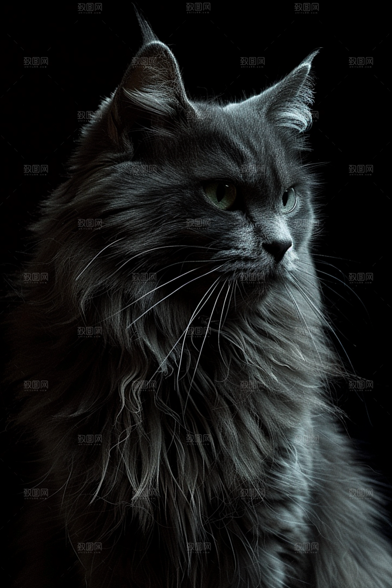 缅因猫可爱品种猫摄影图