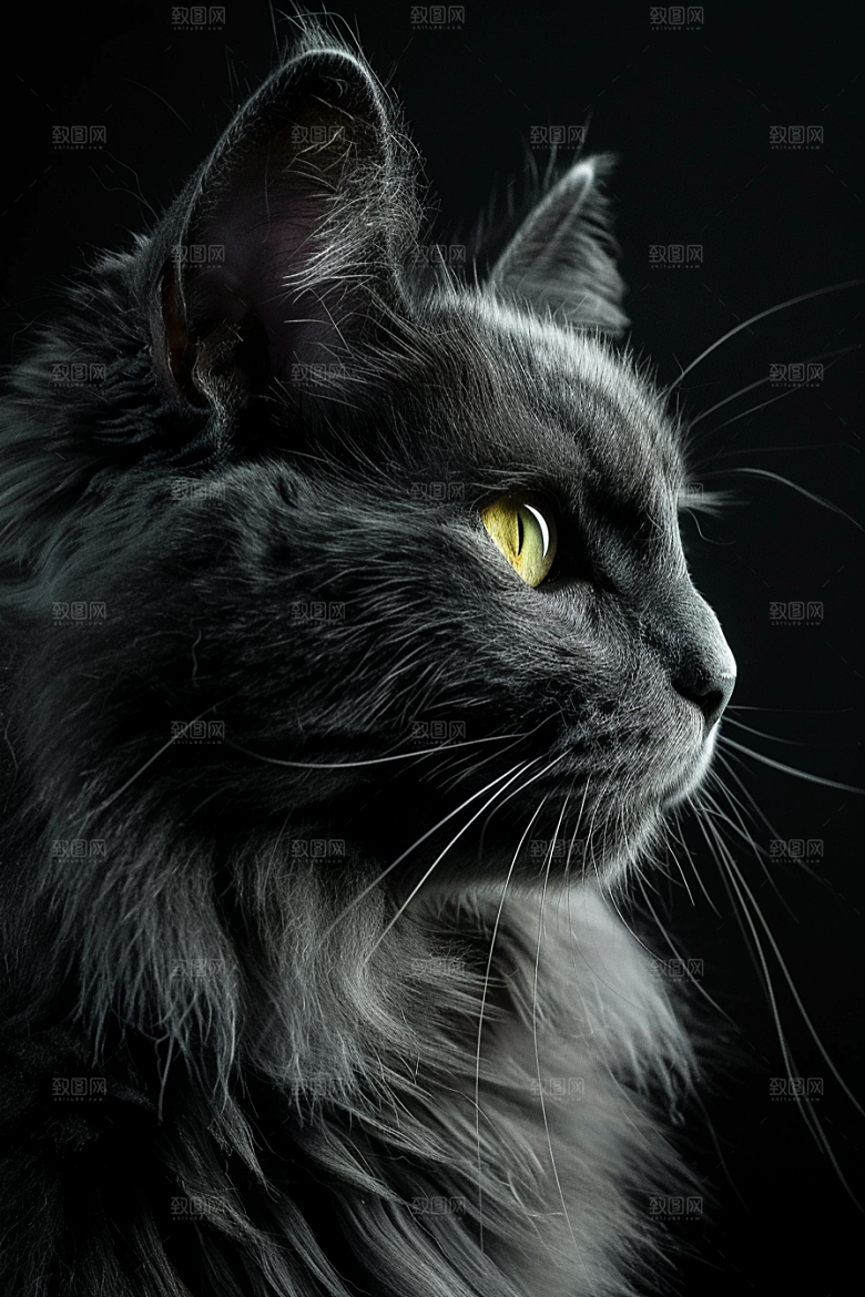 缅因猫小动物长毛猫摄影图