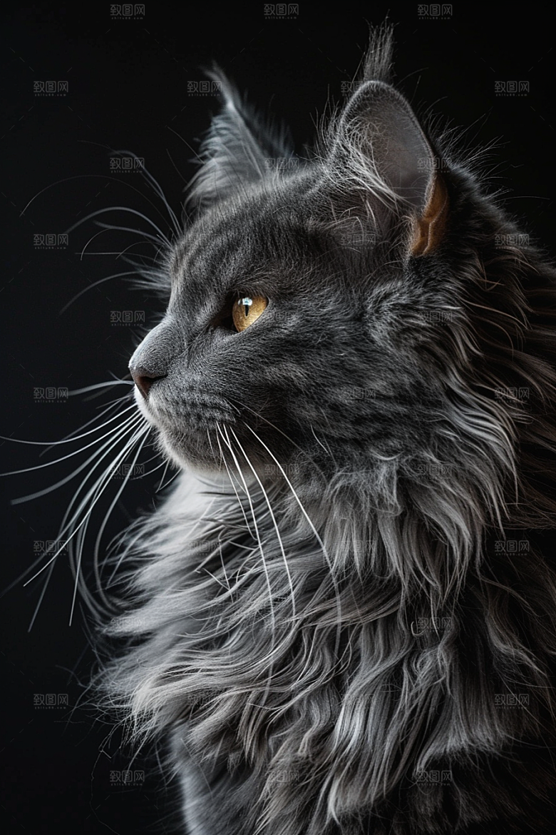缅因猫宠物猫陪伴摄影图