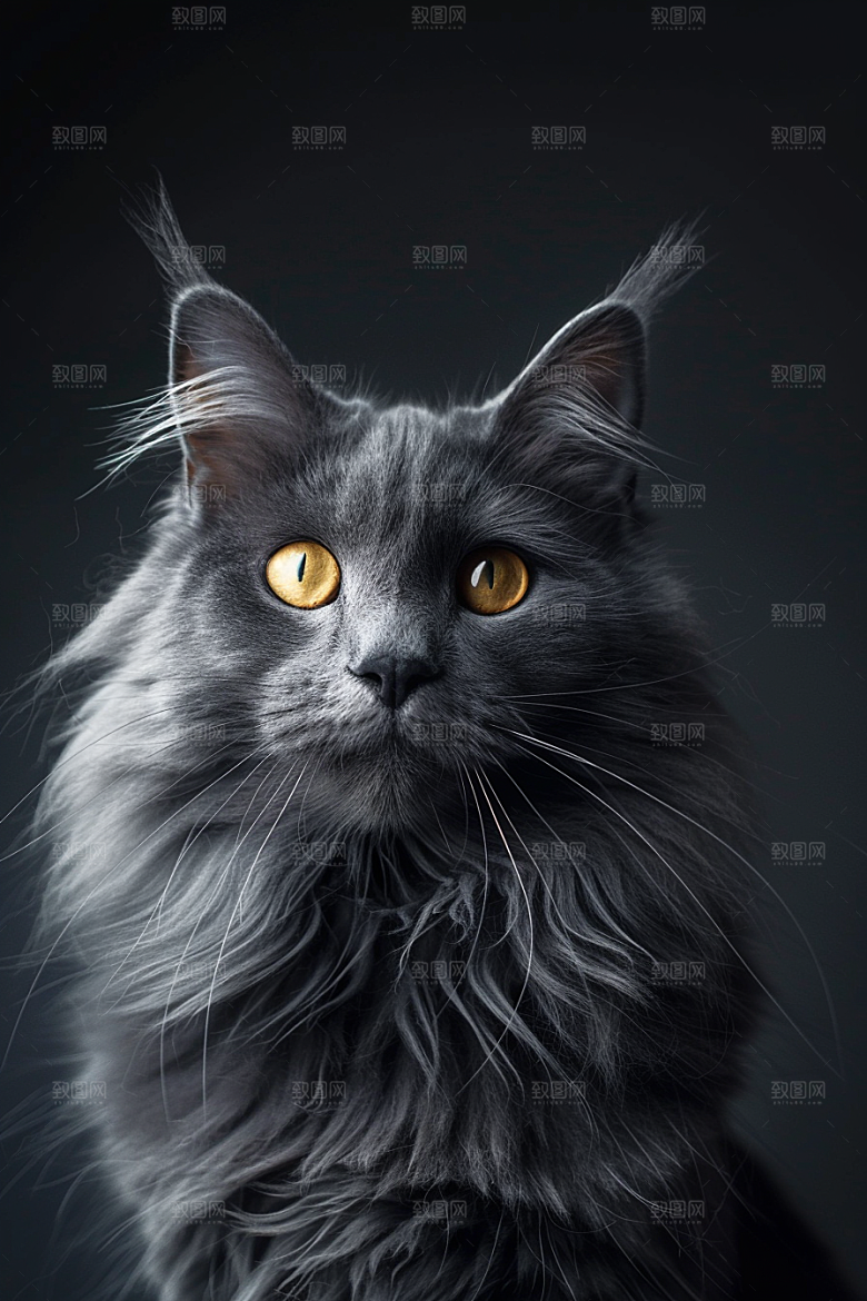 缅因猫可爱长毛猫摄影图