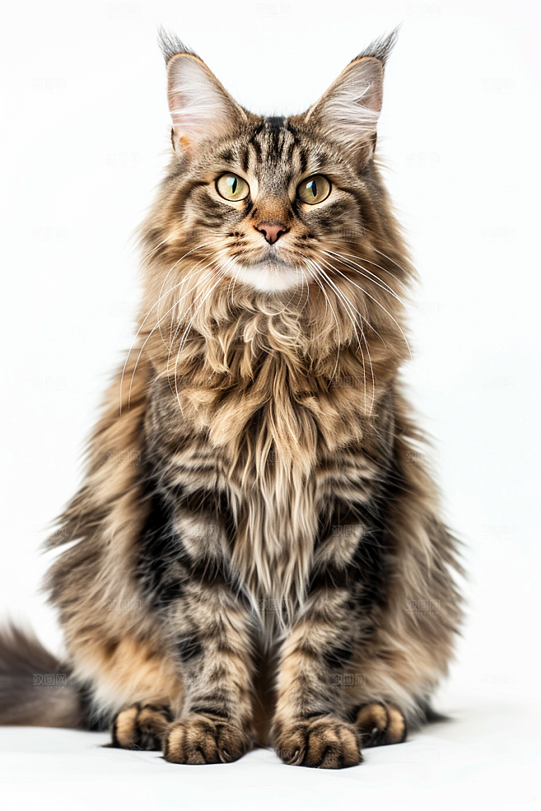 缅因猫毛茸茸家居生活摄影图