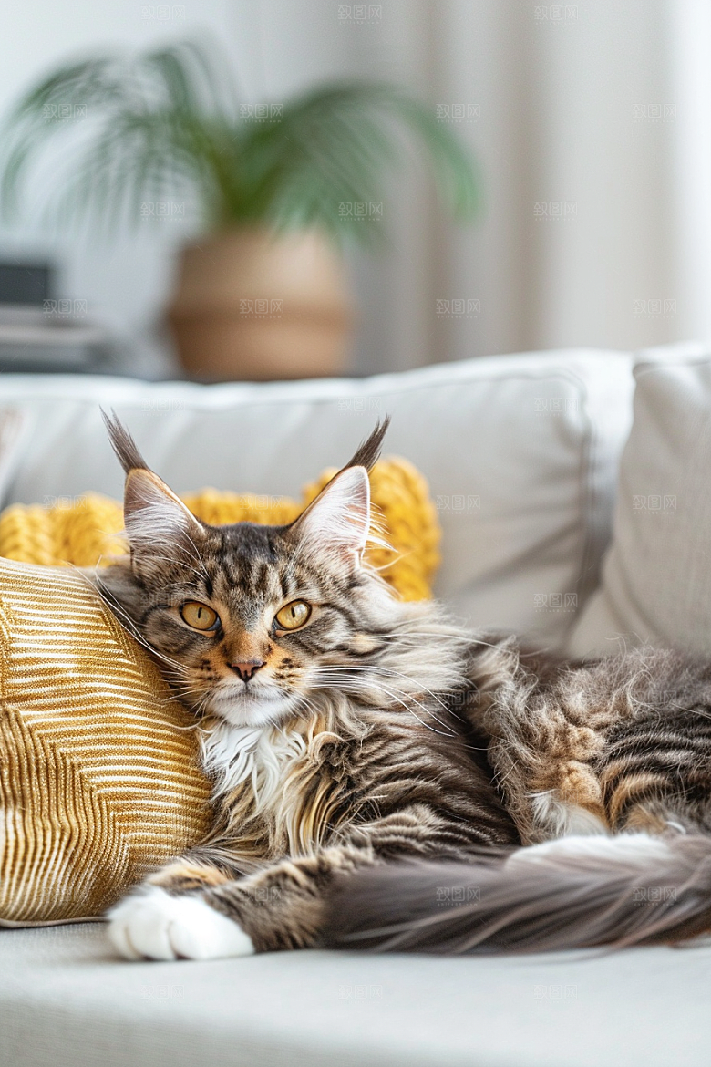 缅因猫宠物猫可爱摄影图