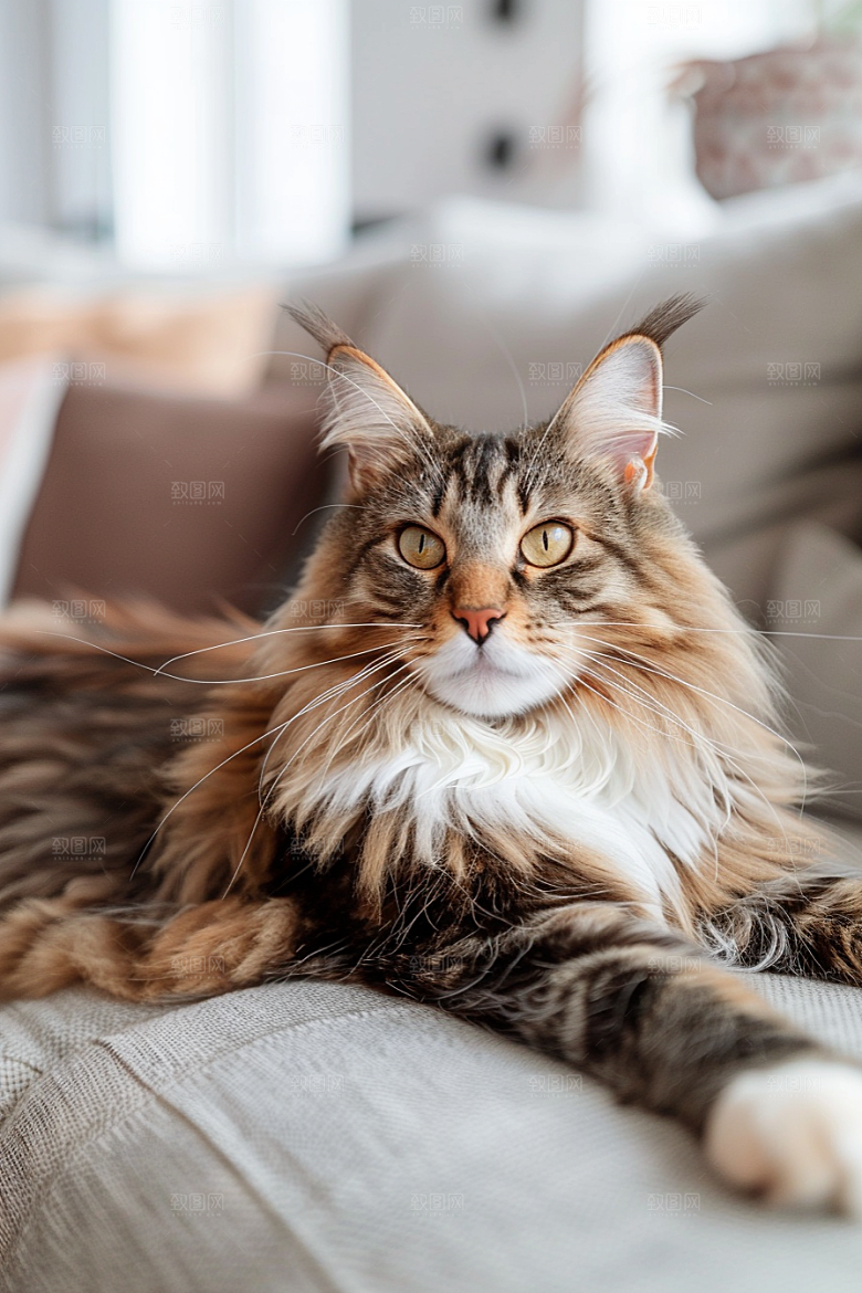 缅因猫宠物猫长毛猫摄影图