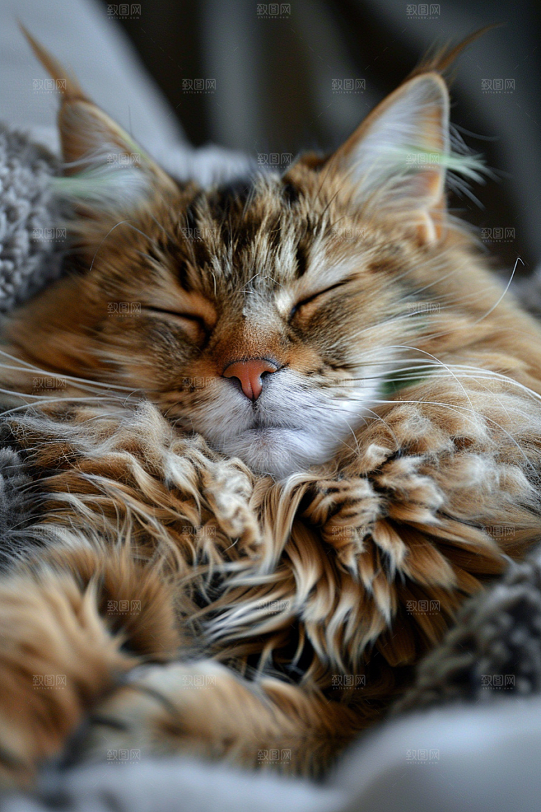 缅因猫长毛猫可爱摄影图