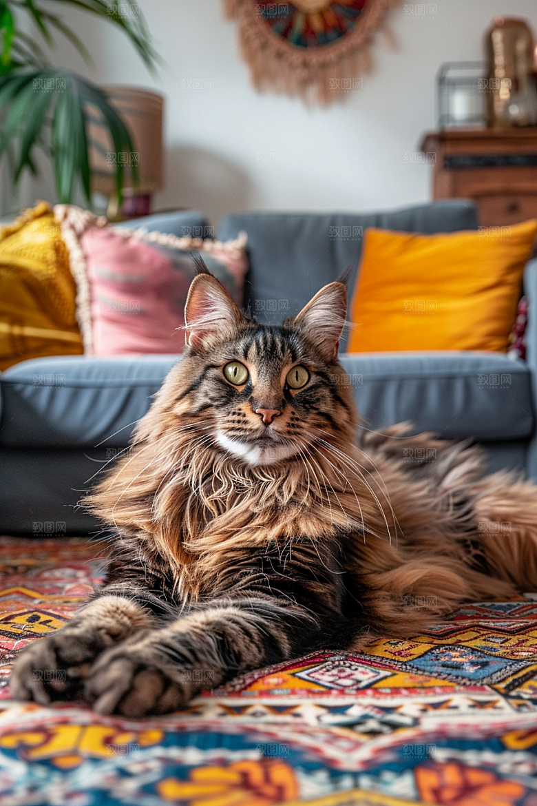 缅因猫宠物猫毛茸茸摄影图