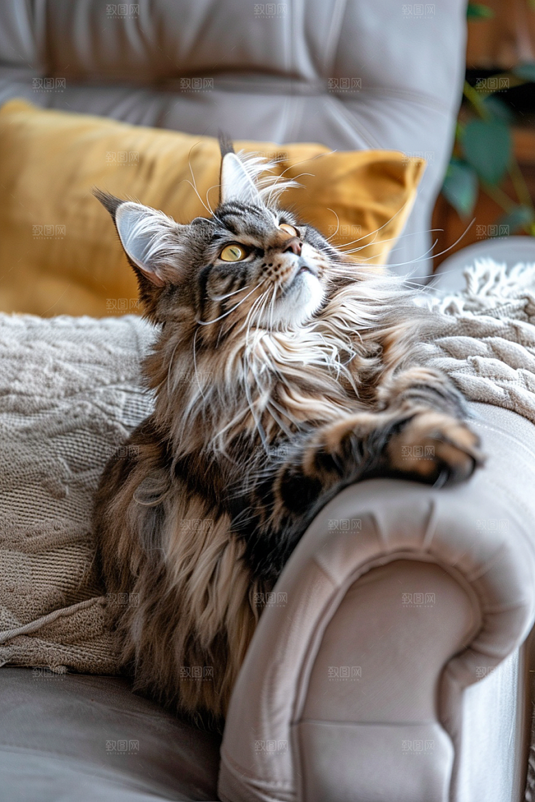 缅因猫小动物可爱摄影图