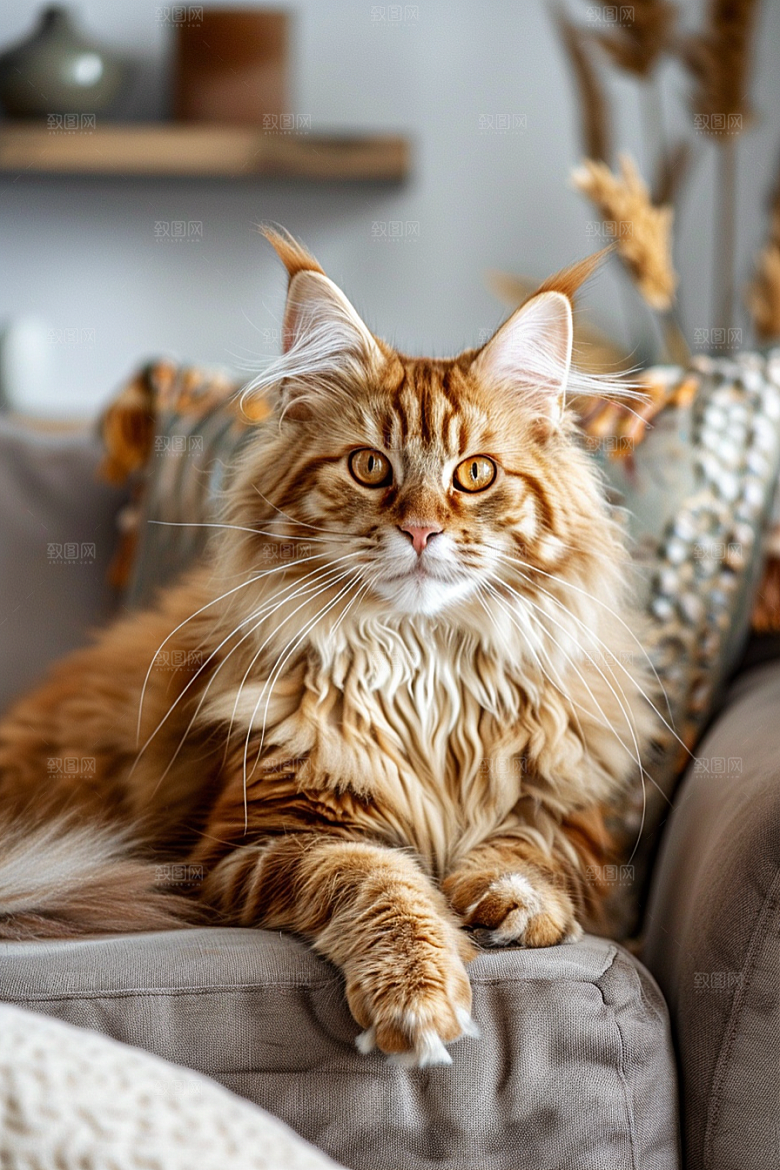 缅因猫高清养宠摄影图