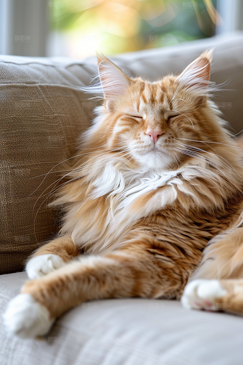 缅因猫宠物猫陪伴摄影图