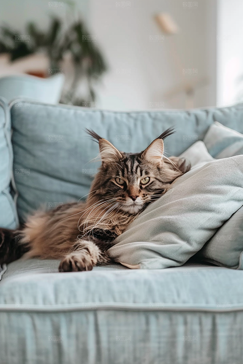 缅因猫毛茸茸养宠摄影图