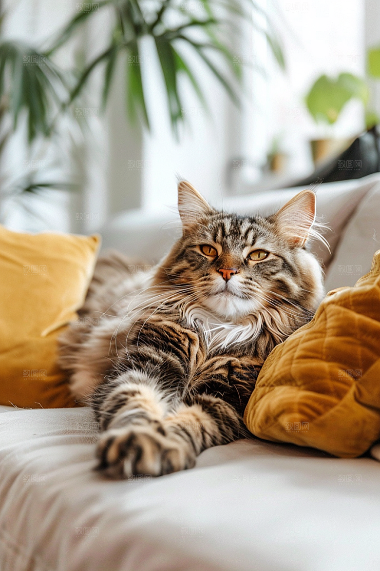 缅因猫品种猫宠物猫摄影图