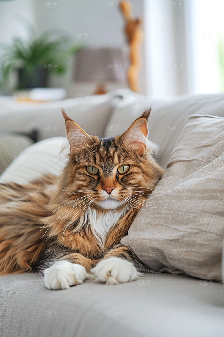 缅因猫宠物猫高清摄影图