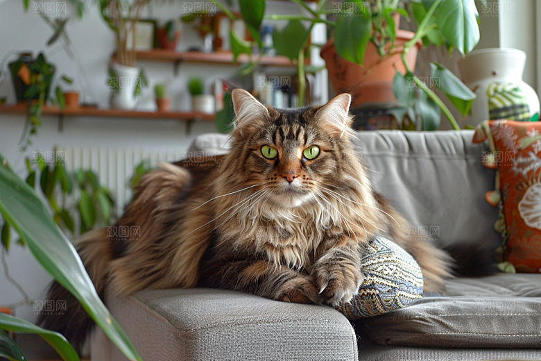 缅因猫宠物猫高清摄影图