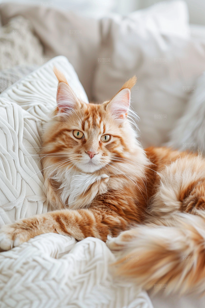 缅因猫小动物可爱摄影图