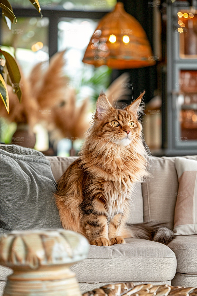 缅因猫高清长毛猫摄影图