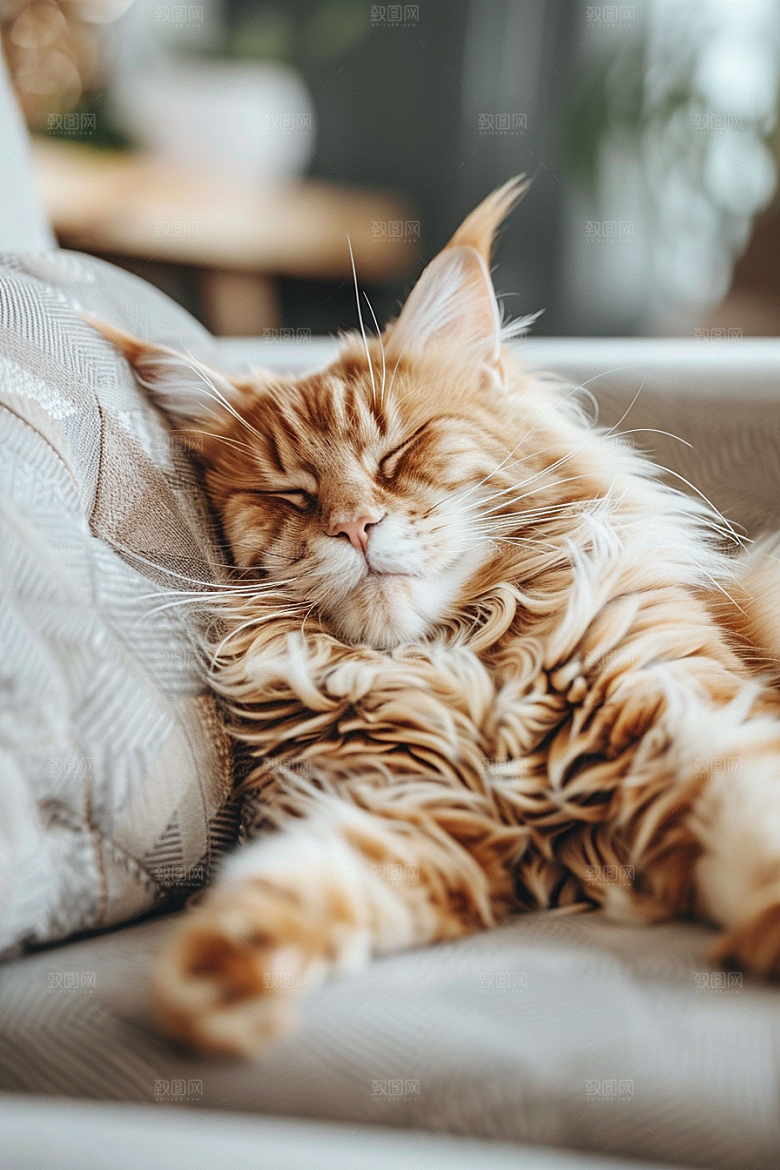 缅因猫高清陪伴摄影图
