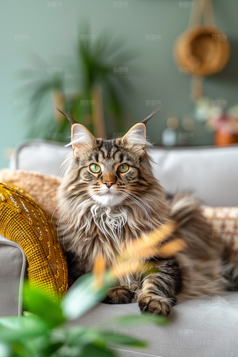 缅因猫小动物毛茸茸摄影图