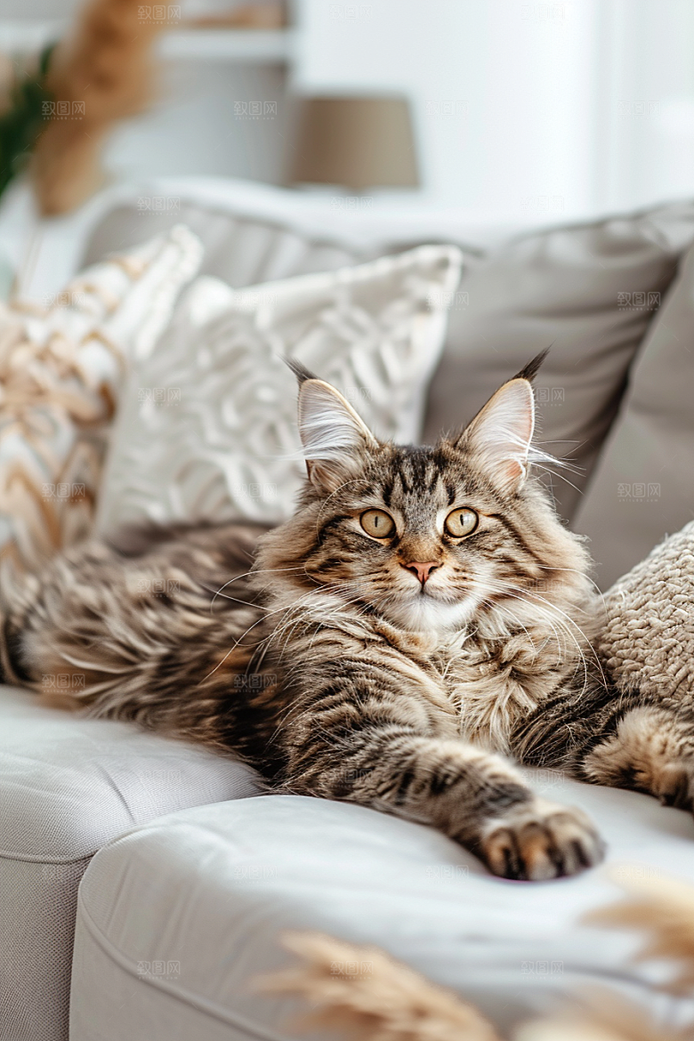 缅因猫长毛猫养宠摄影图