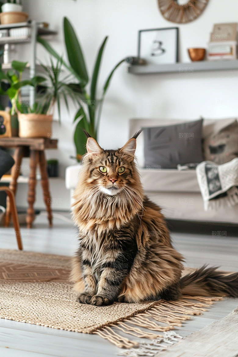 缅因猫宠物猫可爱摄影图