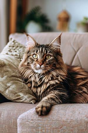 缅因猫小动物养宠摄影图
