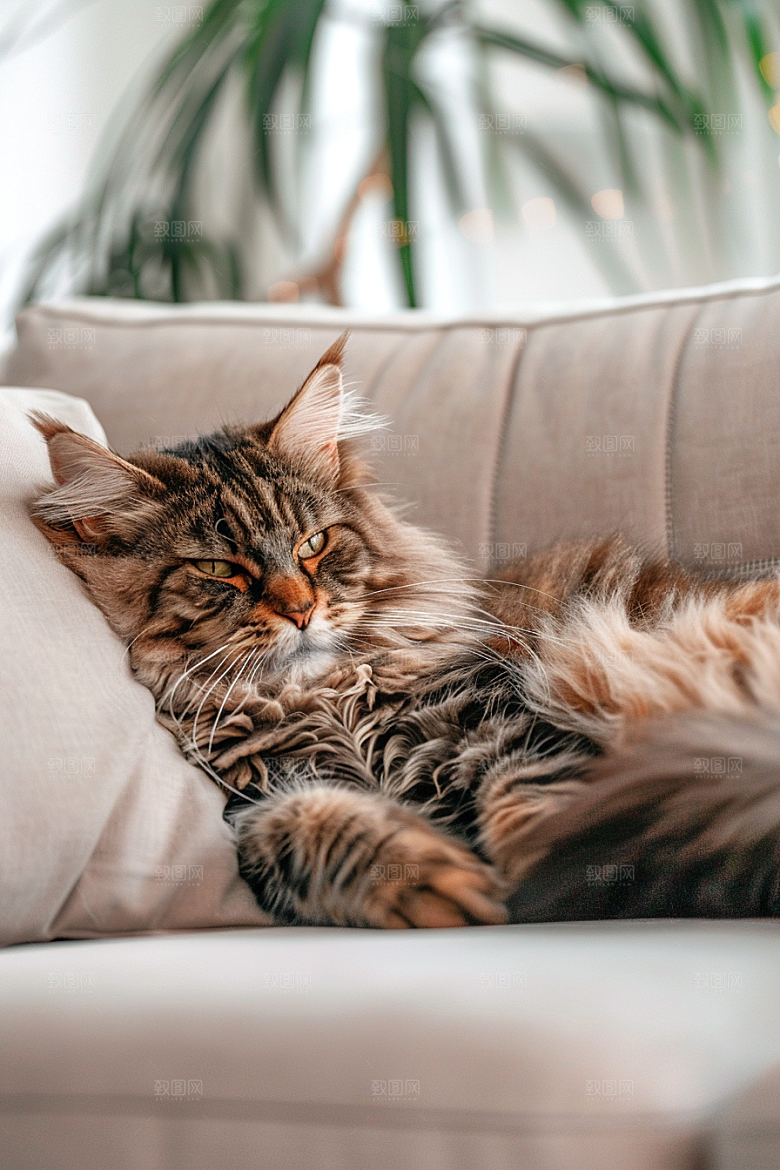 缅因猫宠物猫小动物摄影图