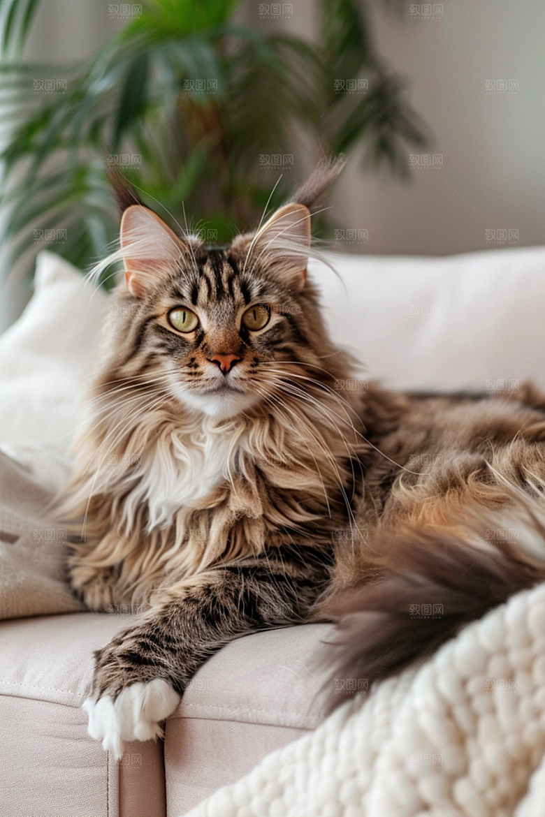 缅因猫可爱毛茸茸摄影图
