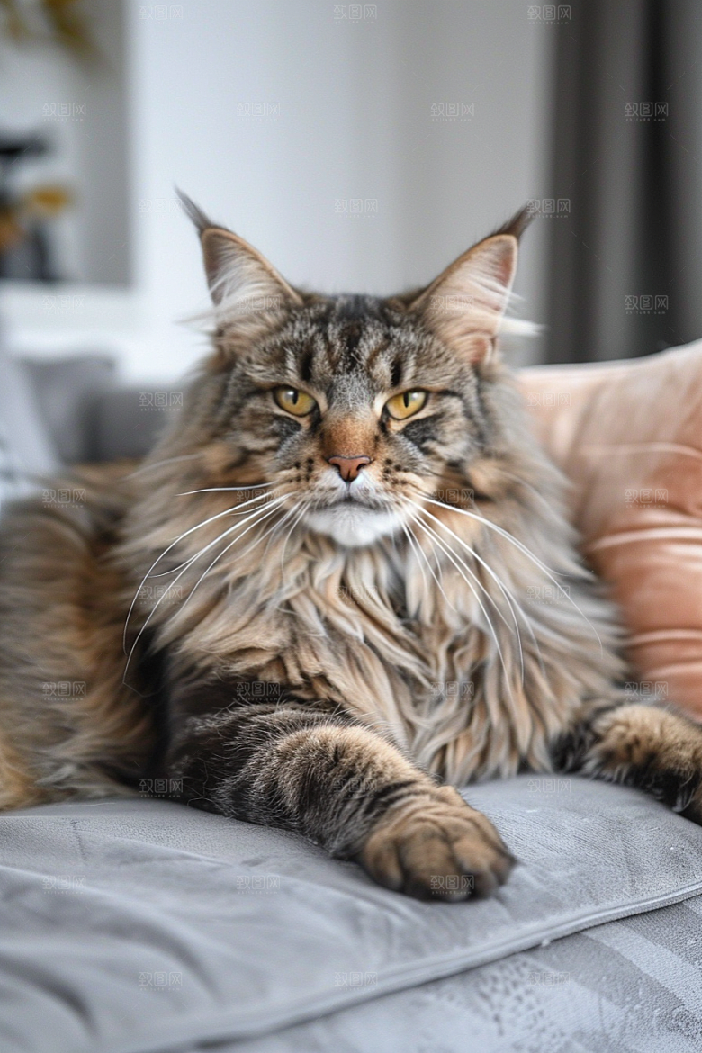 缅因猫宠物猫毛茸茸摄影图