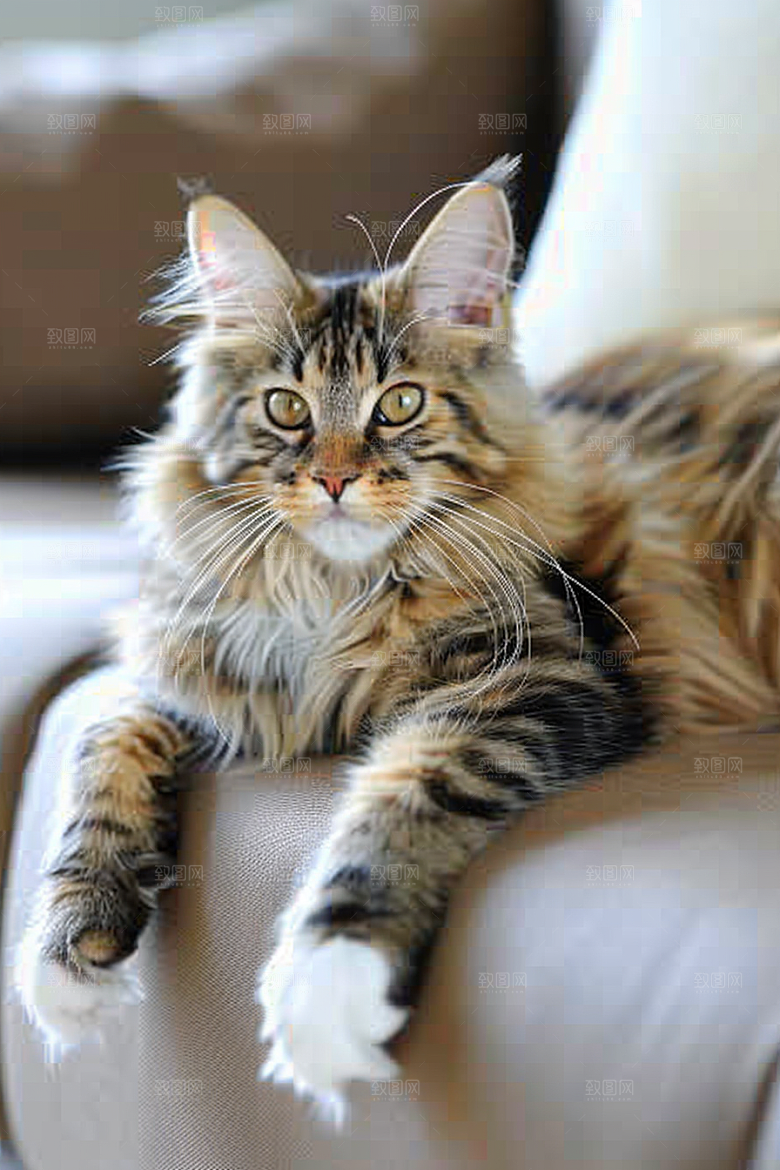 缅因猫可爱小动物摄影图