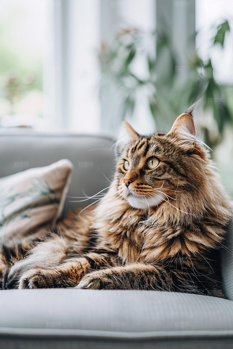 缅因猫小动物可爱摄影图