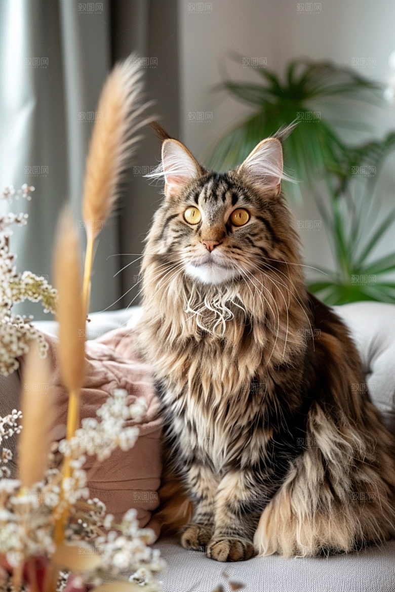 缅因猫小动物可爱摄影图