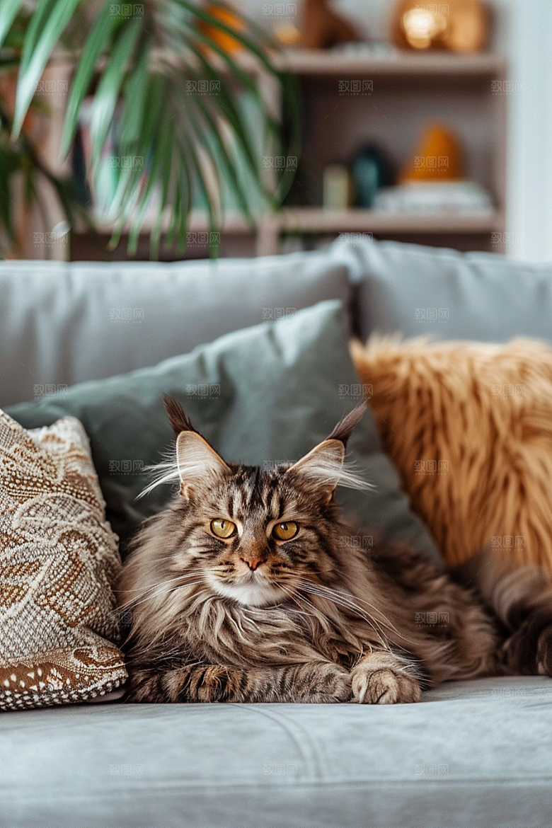 缅因猫宠物猫高清摄影图