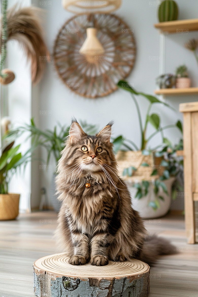 缅因猫品种猫宠物猫摄影图