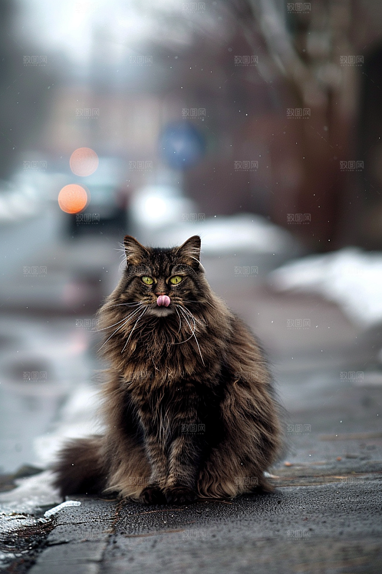 缅因猫小动物家居生活摄影图