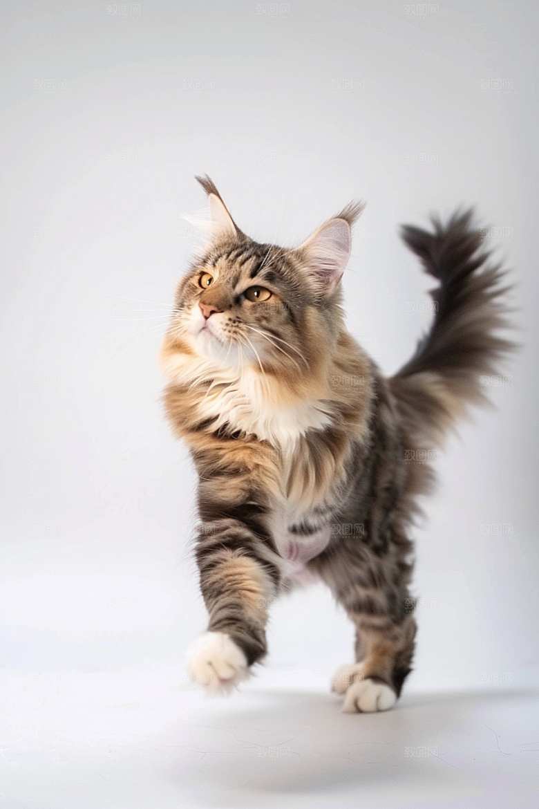 缅因猫家居生活品种猫摄影图