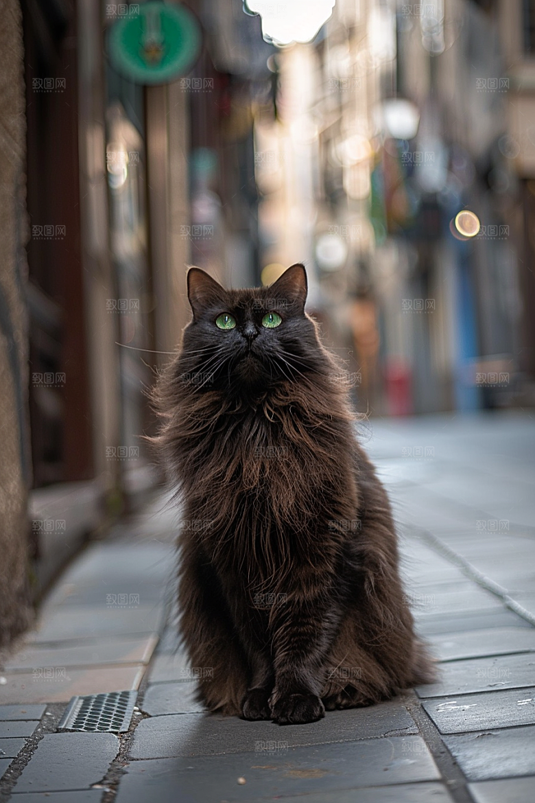 缅因猫毛茸茸宠物猫摄影图