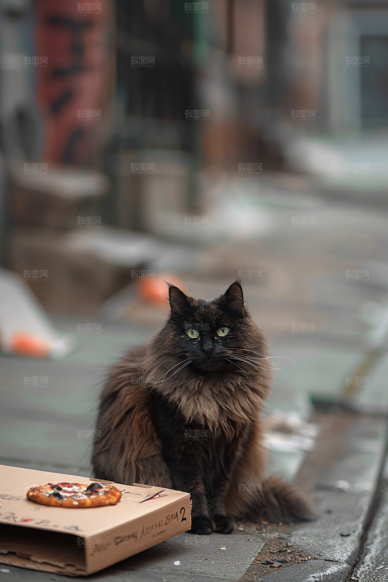 缅因猫毛茸茸宠物猫摄影图