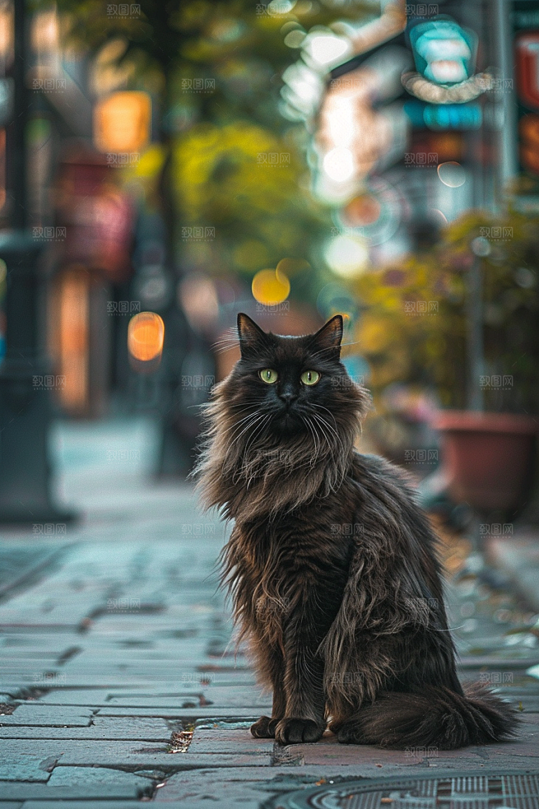缅因猫毛茸茸小动物摄影图