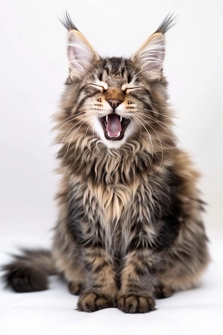 缅因猫高清宠物猫摄影图