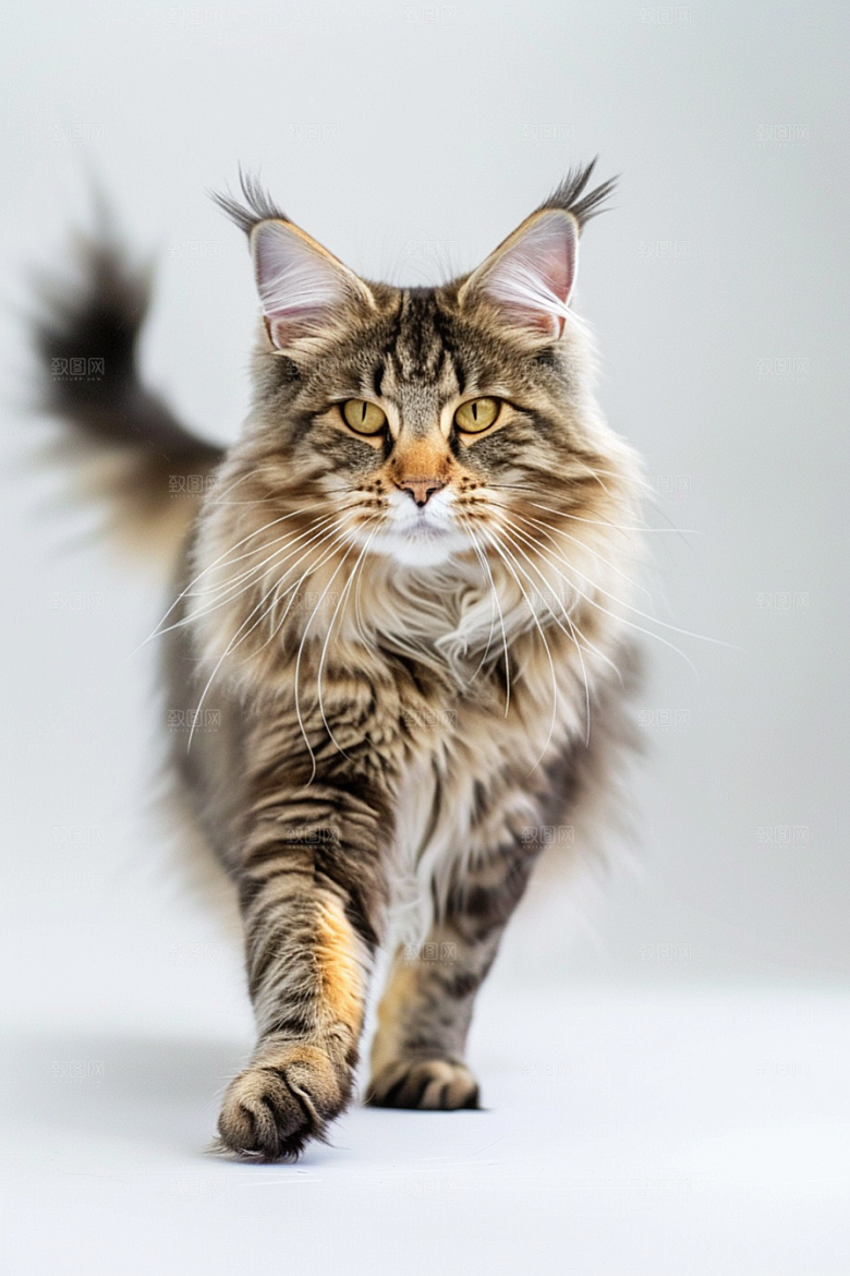 缅因猫陪伴高清摄影图