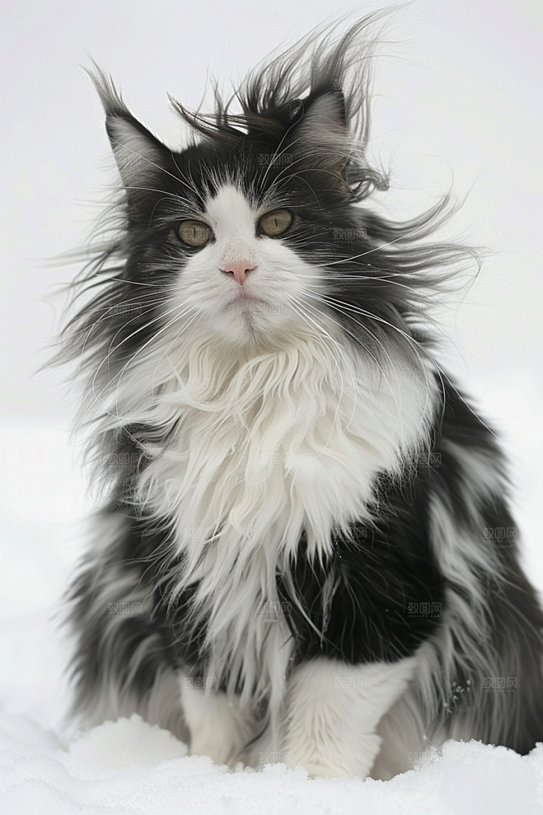 缅因猫品种猫宠物猫摄影图