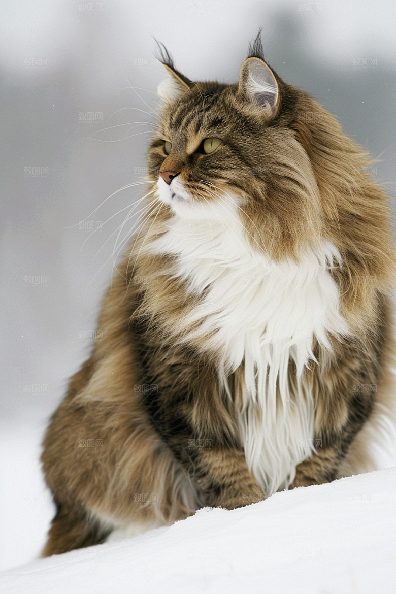 缅因猫小动物长毛猫摄影图
