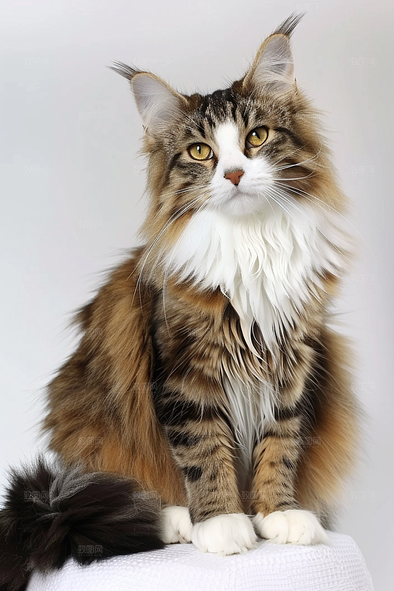 缅因猫养宠长毛猫摄影图