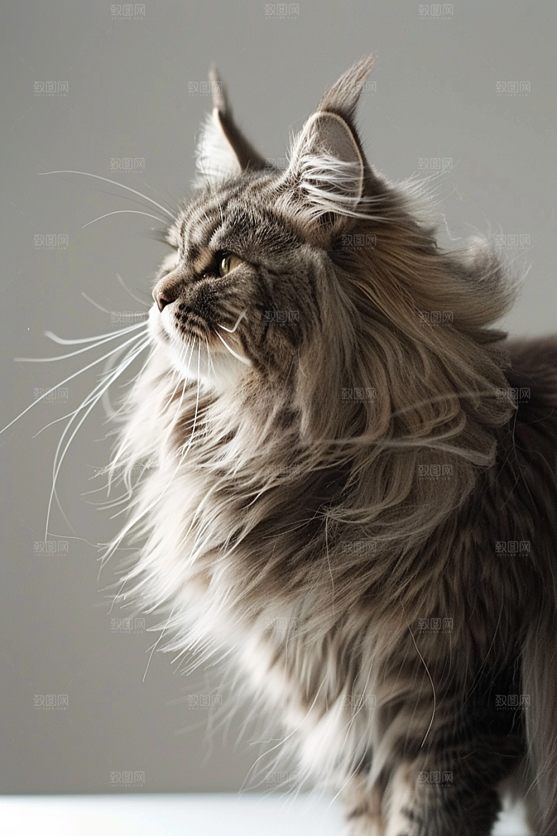缅因猫长毛猫陪伴摄影图