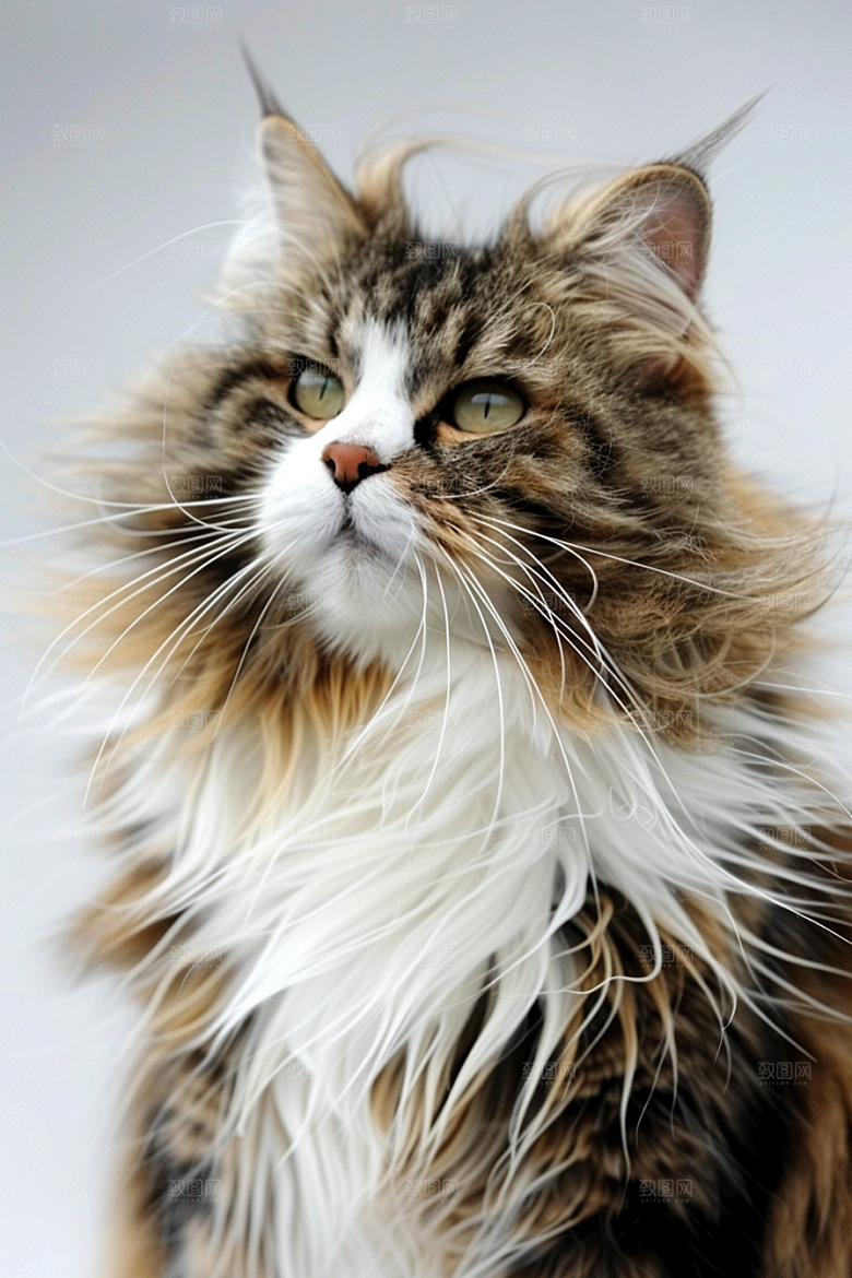 缅因猫长毛猫家居生活摄影图