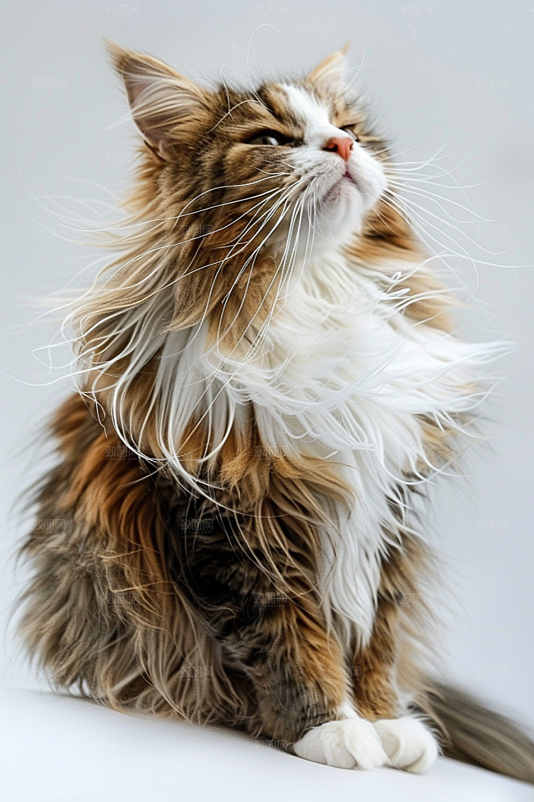 缅因猫陪伴长毛猫摄影图