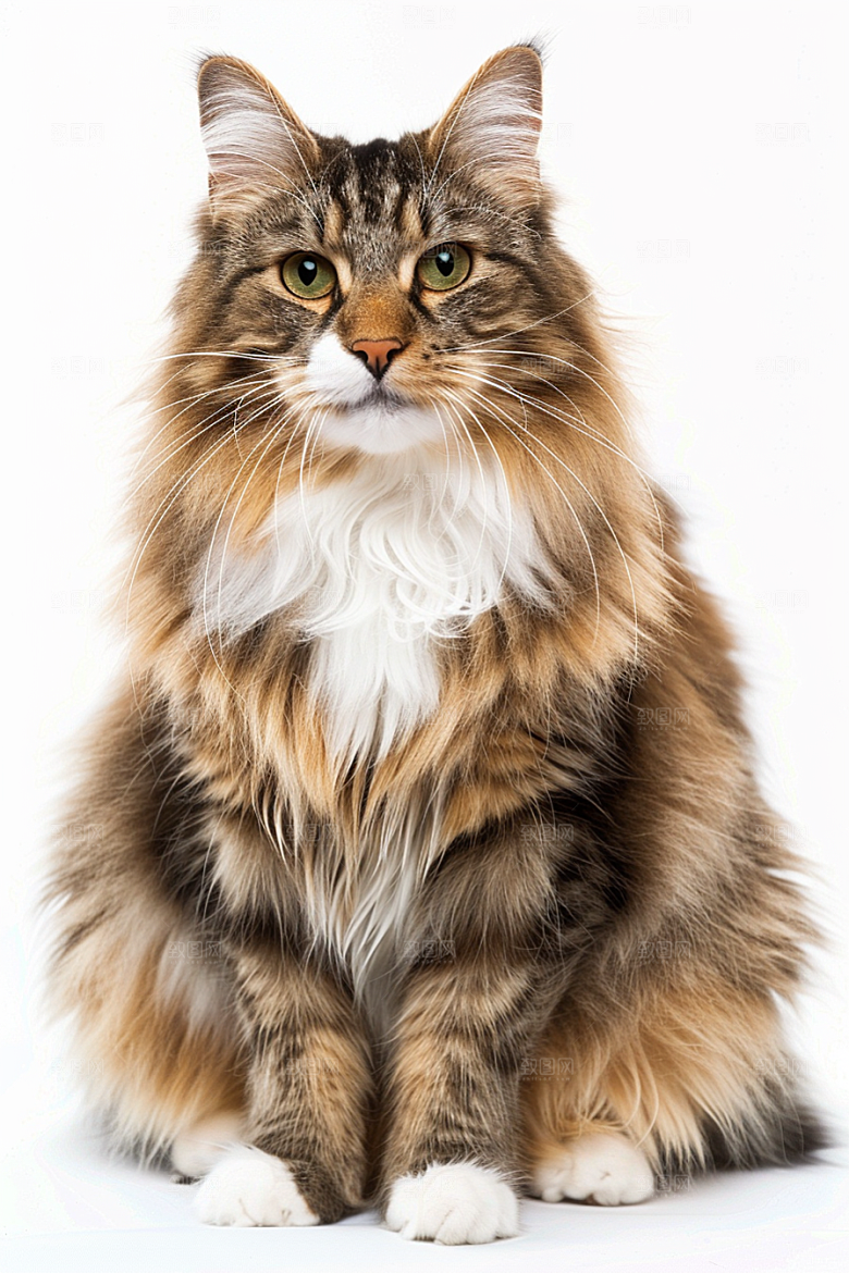 缅因猫陪伴毛茸茸摄影图